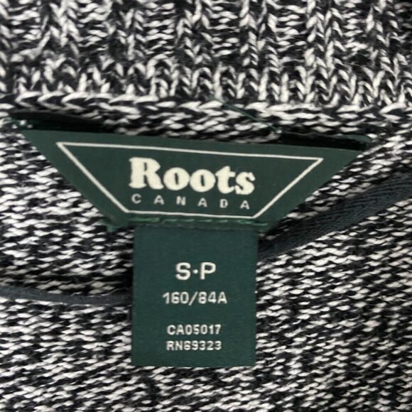 Roots Open Front Cardigan Sz Small Black and White Heather Heavy Knit - Picture 6 of 9